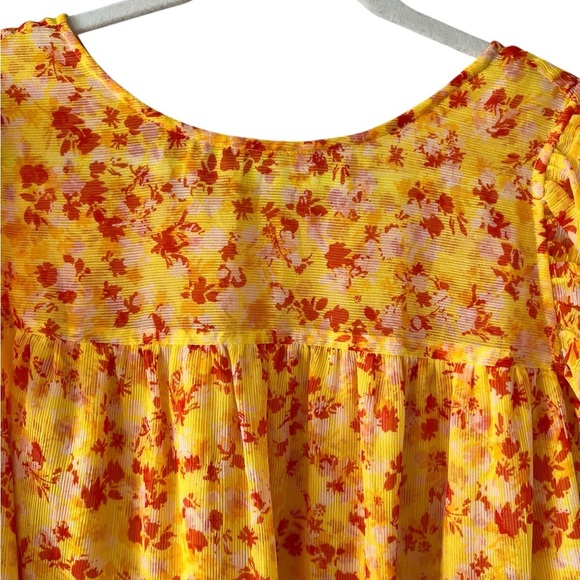 Marie Oliver Sailor Dress, Yellow Floral. Looks NEW! Ruffle  cap sleeves. - Picture 5 of 13